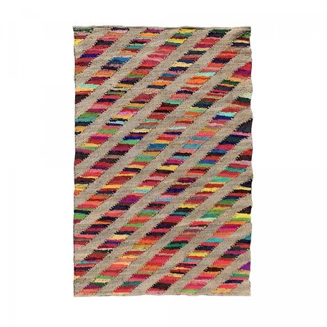 UNAMOURDETAPIS Tapis Kilim 60x110 Cm Rectangulaire RAINBOW JUTE ET FIL RECYCLE Multicolore Entrée Tissé à La Main Jute - Multicolore 2 UNAMOURDETAPIS Tapis Kilim 60x110 Cm Rectangulaire RAINBOW JUTE ET FIL RECYCLE Multicolore Entrée Tissé à La Main Jute - Multicolore – Image 2
