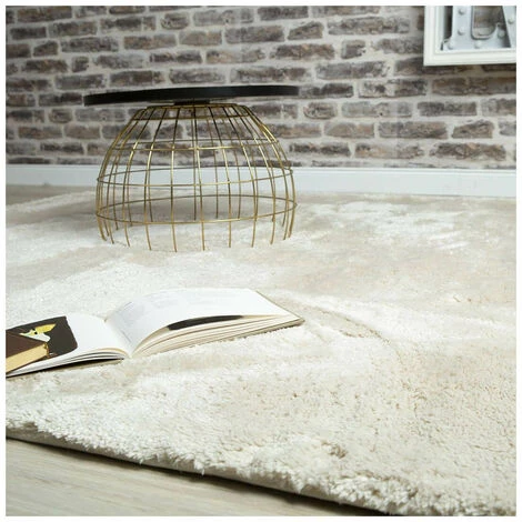 DELADECO Tapis En Polyester Moelleux Calypso Ivoire 120x170 - Ivoire 2 DELADECO Tapis En Polyester Moelleux Calypso Ivoire 120x170 - Ivoire – Image 2