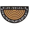 Tapis De Sol Antidérapant Demi-rond Rayé Motifs, Noir/nature - Dim : 45 X 75 X 2 Cm -PEGANE-