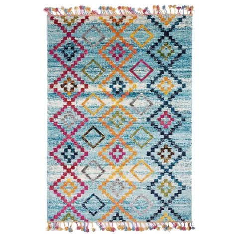 UNAMOURDETAPIS Tapis Berbère Style 120x170 Cm Rectangulaire OURIKA MK 05 Bleu Salon Adapté Au Chauffage Par Le Sol - Bleu 2 UNAMOURDETAPIS Tapis Berbère Style 120x170 Cm Rectangulaire OURIKA MK 05 Bleu Salon Adapté Au Chauffage Par Le Sol - Bleu – Image 2