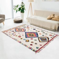UNAMOURDETAPIS Tapis Berbère Style 40x60 Cm Rectangulaire OURIKA MK 04 Multicolore Entrée Adapté Au Chauffage Par Le Sol - Multicolore