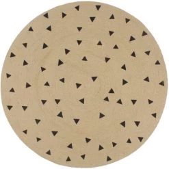 VidaXL Tapis Fait à La Main Jute Avec Imprimé à Triangles 150 Cm - Noir