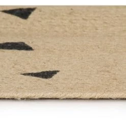VidaXL Tapis Fait à La Main Jute Avec Imprimé à Triangles 150 Cm - Noir -Tapis et paillasson Soldes 13196161 3