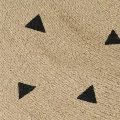 VidaXL Tapis Fait à La Main Jute Avec Imprimé à Triangles 150 Cm - Noir -Tapis et paillasson Soldes 13196161 4