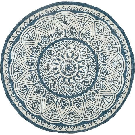 BELIANI Tapis En Tissu Beige 120x120cm - Beige 1 BELIANI Tapis En Tissu Beige 120x120cm - Beige