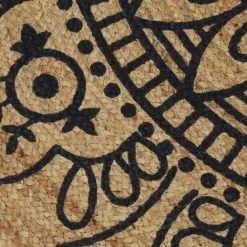 VidaXL Tapis Fait à La Main Jute Avec Imprimé Bleu Foncé 150 Cm - Brun -Tapis et paillasson Soldes 13211201 4