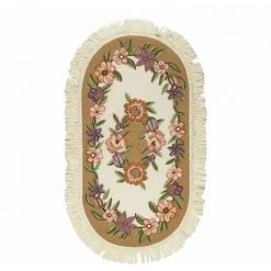 THEDECOFACTORY MILANO - <p>Tapis à Franges Blanches Avec Petites Fleurs Beige 57x110 - Beige