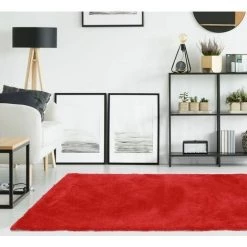 THEDECOFACTORY CALINE - <p>Tapis Extra-doux Toucher Laineux Rouge 60x90 - Rouge -Tapis et paillasson Soldes 13246915 4