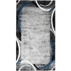 THEDECOFACTORY METRO - <p>Tapis à Encadré Motifs Abstraits Bleu 80x150 - Bleu