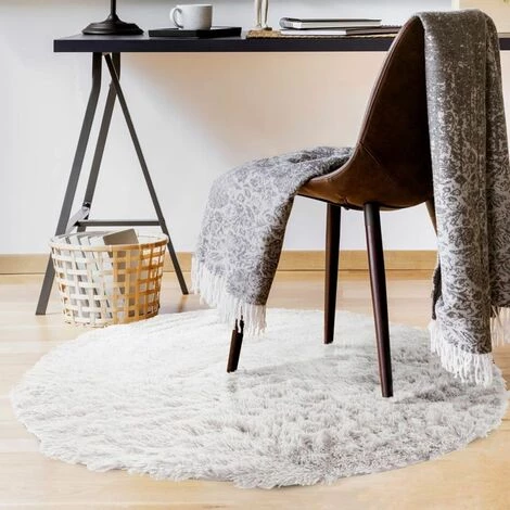 THEDECOFACTORY NEO YOGA - <p>Tapis Rond à Poils Longs Extra-doux Blanc Diam.90 - Blanc 2 THEDECOFACTORY NEO YOGA - <p>Tapis Rond à Poils Longs Extra-doux Blanc Diam.90 - Blanc – Image 2