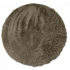 THEDECOFACTORY NEO YOGA - <p>Tapis Rond à Poils Longs Extra-doux Taupe Diam.90 - Taupe