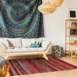 THEDECOFACTORY WOODSTOCK - <p>Tapis Souple En Coton à Rayures Rouge 100x200 - Rouge