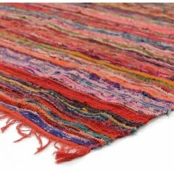 THEDECOFACTORY WOODSTOCK - <p>Tapis Souple En Coton à Rayures Rouge 100x200 - Rouge -Tapis et paillasson Soldes 13246979 3