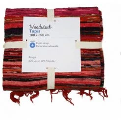 THEDECOFACTORY WOODSTOCK - <p>Tapis Souple En Coton à Rayures Rouge 100x200 - Rouge -Tapis et paillasson Soldes 13246979 5
