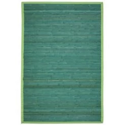 THEDECOFACTORY SOLO BAMBOO - <p>Tapis En Bambou Larges Lattes Et Ganse Vert Bleu 180x120 - Bleu