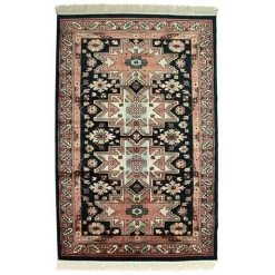 THEDECOFACTORY SHIRVAN - <p>Tapis En Viscose Motifs Ethniques Bleu-saumon 140x180 - Bleu Saumon