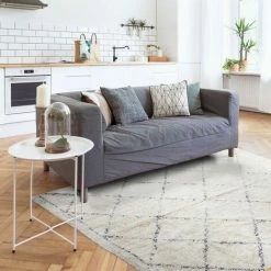 THEDECOFACTORY BERBERE LOSANGE - <p>Tapis En Coton Motifs Losanges écru Naturel 160x230 - Beige -Tapis et paillasson Soldes 13247762 4