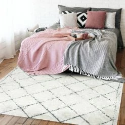 THEDECOFACTORY BERBERE LOSANGE - <p>Tapis En Coton Motifs Losanges écru Naturel 160x230 - Beige -Tapis et paillasson Soldes 13247762 5