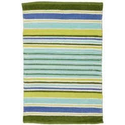 THEDECOFACTORY CHENILLE - <p>Tapis En Coton Extra-doux à Rayures Multicolore 50x80 - Bleu