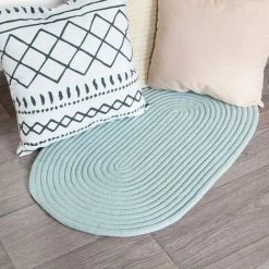 THEDECOFACTORY TAM TAM - <p>Tapis En Coton Réversible Effet Cordage Bleu Clair 50x80 - Bleu -Tapis et paillasson Soldes 13248829 4