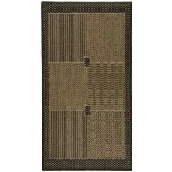 THEDECOFACTORY SUVA - <p>Tapis Tissé Cadre Noir, Carrés Et Rayures Noir Et Marron 60x110 - Marron