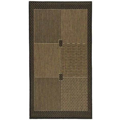 THEDECOFACTORY SUVA - <p>Tapis Tissé Cadre Noir, Carrés Et Rayures Noir Et Marron 60x110 - Marron 1 THEDECOFACTORY SUVA - <p>Tapis Tissé Cadre Noir, Carrés Et Rayures Noir Et Marron 60x110 - Marron