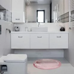 THEDECOFACTORY FLANELLE - <p>Tapis Rond Extra-doux Rose Diam.70 - Rose -Tapis et paillasson Soldes 13249017 5