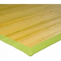 THEDECOFACTORY SOLO BAMBOO - <p>Tapis En Bambou Larges Lattes Et Ganse Anis 120x70 - Vert