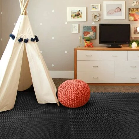 COSTWAY Tapis Puzzle En Mousse, Tapis De Sol Bébé Enfant Pour Gym Fitness Yoga Piscine 12 Dalles EVA Noir 2 COSTWAY Tapis Puzzle En Mousse, Tapis De Sol Bébé Enfant Pour Gym Fitness Yoga Piscine 12 Dalles EVA Noir – Image 2