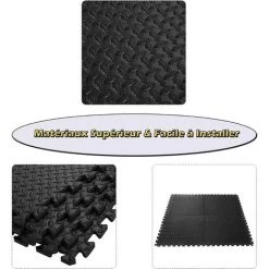 COSTWAY Tapis Puzzle En Mousse, Tapis De Sol Bébé Enfant Pour Gym Fitness Yoga Piscine 12 Dalles EVA Noir 7 COSTWAY Tapis Puzzle En Mousse, Tapis De Sol Bébé Enfant Pour Gym Fitness Yoga Piscine 12 Dalles EVA Noir -Tapis et paillasson Soldes 13263509 3