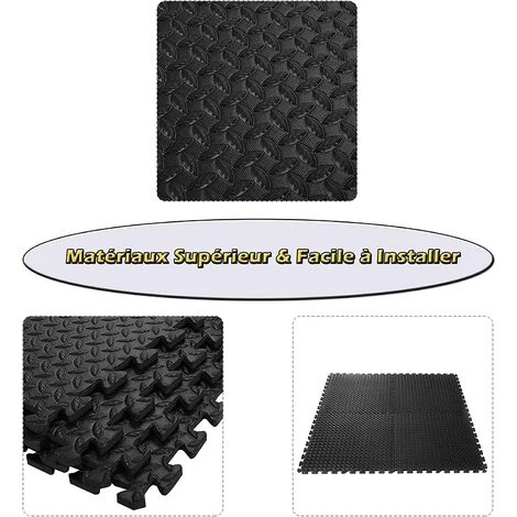 COSTWAY Tapis Puzzle En Mousse, Tapis De Sol Bébé Enfant Pour Gym Fitness Yoga Piscine 12 Dalles EVA Noir 3 COSTWAY Tapis Puzzle En Mousse, Tapis De Sol Bébé Enfant Pour Gym Fitness Yoga Piscine 12 Dalles EVA Noir – Image 3