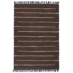 VidaXL Tapis Chindi Coton Tissé à La Main 80 X 160 Cm Marron - Brun