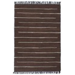 VidaXL Tapis Chindi Coton Tissé à La Main 120 X 170 Cm Marron - Brun