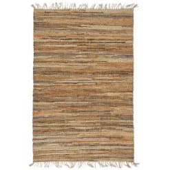 VidaXL Tapis Chindi Tissé à La Main Cuir Jute 120 X 170 Cm Brun Roux - Brun