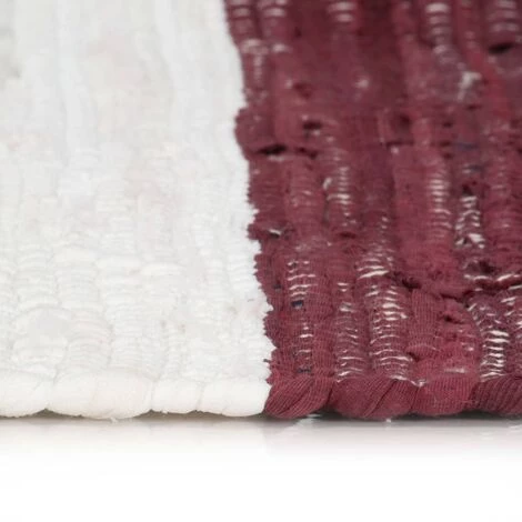 Tapis Chindi Tissé à La Main Coton 80x160 Cm Bordeaux Et Blanc VidaXL 3 Tapis Chindi Tissé à La Main Coton 80x160 Cm Bordeaux Et Blanc VidaXL – Image 3