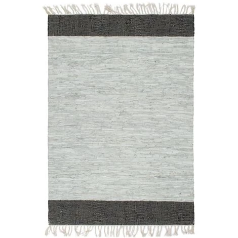 Tapis Chindi Tissé à La Main Cuir 80x160 Cm Gris Clair Et Noir VidaXL 1 Tapis Chindi Tissé à La Main Cuir 80x160 Cm Gris Clair Et Noir VidaXL