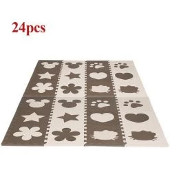 OOBEST 24pcs Couleur Café Bébé Mignon Mousse EVA Puzzle Tapis Ramper Jouet Jeux Sécurité