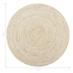 Tapis Fait à La Main Jute Blanc Et Naturel 90 Cm VidaXL -Tapis et paillasson Soldes 13967609 5