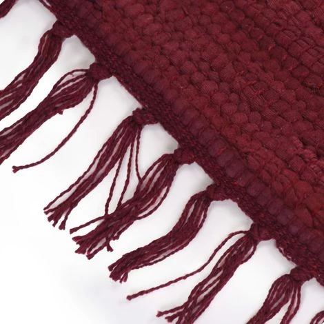 VIDAXL Tapis Chindi Coton Tissé à La Main 80 X 160 Cm Bordeaux - Maison Et Jardin - Décorations - Petits Tapis - Rouge - Rouge 5 VIDAXL Tapis Chindi Coton Tissé à La Main 80 X 160 Cm Bordeaux - Maison Et Jardin - Décorations - Petits Tapis - Rouge - Rouge – Image 5