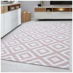 ALLOTAPIS Tapis Scandinave De Salon Rectangle Adza Rose 120x170 - Rose
