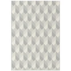 DÉCOWEB Tapis Design Essenza Grège - Cubes 3D - 120 X 170 Cm