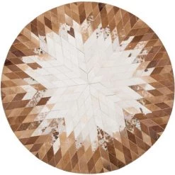 BELIANI Tapis En Cuir Véritable Marron 140x140cm - Marron