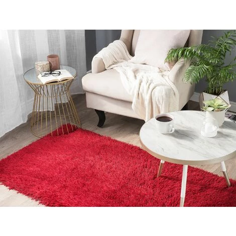 BELIANI Tapis En Tissu Rouge 150x80cm - Rouge 2 BELIANI Tapis En Tissu Rouge 150x80cm - Rouge – Image 2