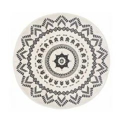 ATMOSPHERA Tapis Rond Nomade D. 120 Cm - Ecru/noir
