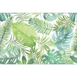 MATTEO Tapis Intérieur Extérieur Feuilles En Vinyle 90 X 60 Cm Vert - Vert