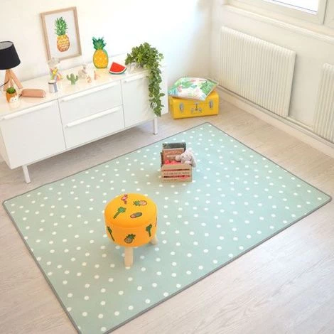 DÉCOWEB Tapis Chambre D'enfant Pois - Vert - 70 X 100 Cm 1 DÉCOWEB Tapis Chambre D'enfant Pois - Vert - 70 X 100 Cm