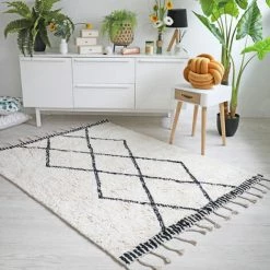 DÉCOWEB Tapis Style Berbère Avec Franges - Tribal Blanc Cassé - 140 X 200 Cm 7 DÉCOWEB Tapis Style Berbère Avec Franges - Tribal Blanc Cassé - 140 X 200 Cm -Tapis et paillasson Soldes 15557177 3