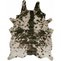 DÉCOWEB Tapis Peau De Bête - Imitation Vache Normande - Brun Et Blanc - 140 X 170 Cm