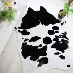 DÉCOWEB Tapis Peau De Bête - Imitation Vache Holstein - Noir Et Blanc - 140 X 170 Cm -Tapis et paillasson Soldes 15734894 3