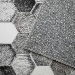 DÉCOWEB Tapis Toucher Soft - Imprimé Peau De Vache - Patchwork Gris - 120 X 160 Cm -Tapis et paillasson Soldes 15734913 4